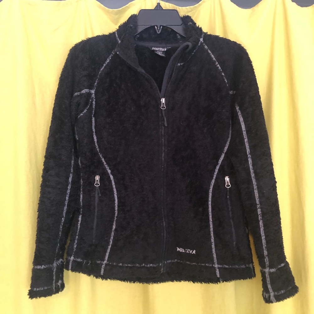 Marmot Fleece S Black Fuzzy Jacket Coat Full Zipper
